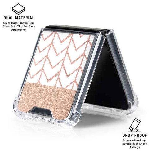 Rose Gold Herringbone Galaxy Z Flip6 Clear Case